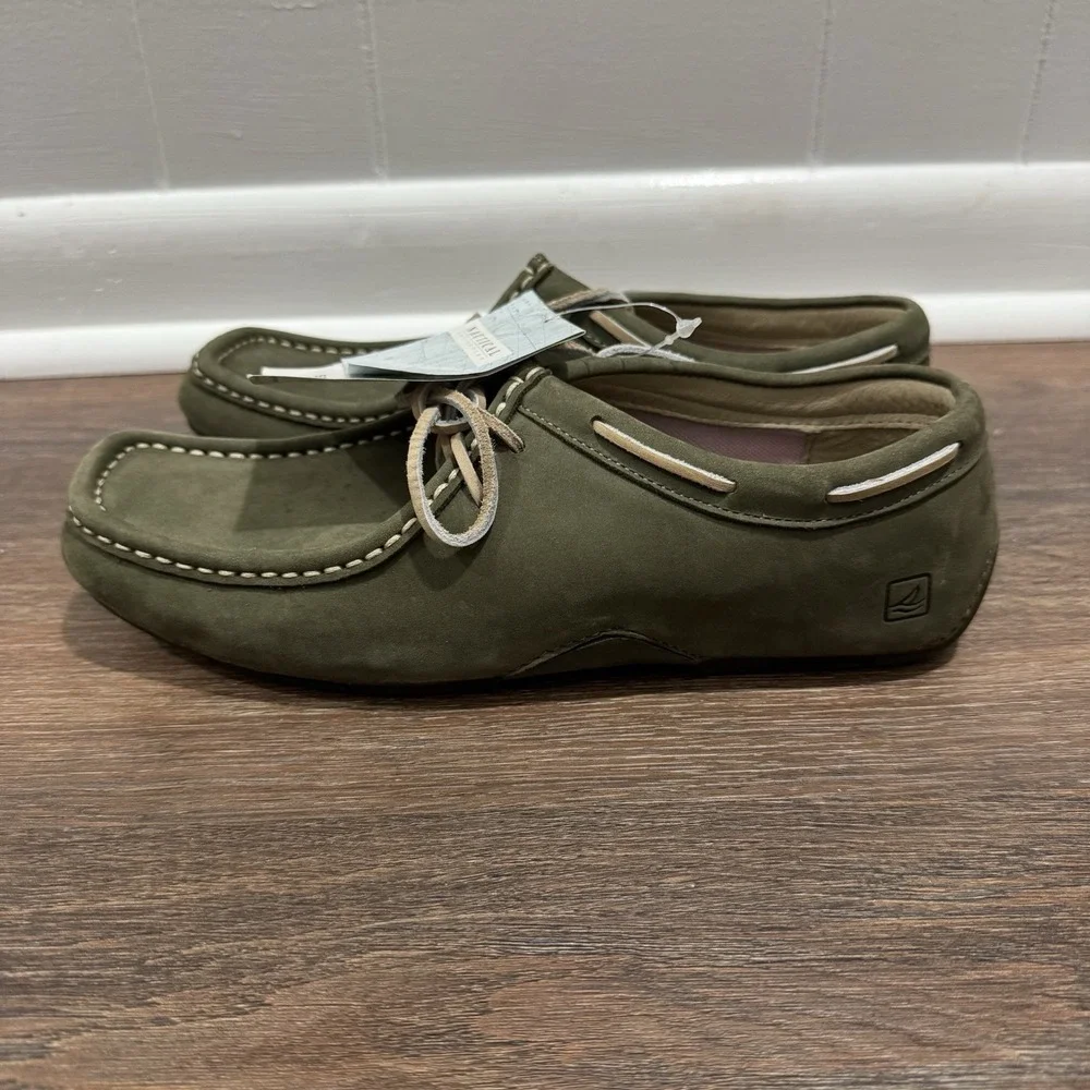 Sperry Top Sider Wallaby Nubuck Green Leather Shoes Men's Sz 8.5 NEW Boat Coasts